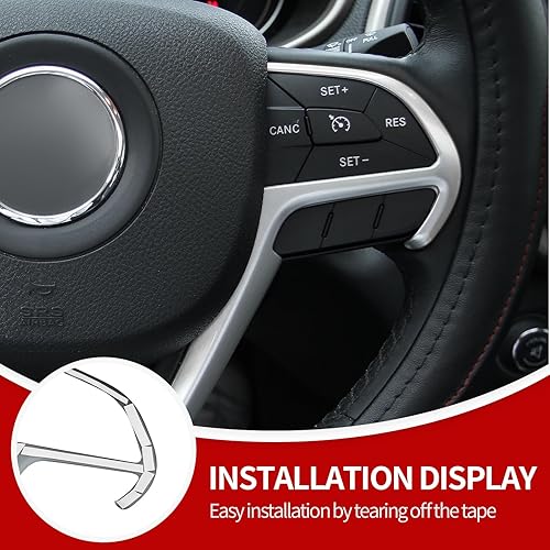 Miniatura 7 de JeCar Kit de moldura de volante para Jeep Grand Cherokee y Jeep Cherokee 2014-2020, textura de fibra de carbono Textura de fibra de carbono,Fibra