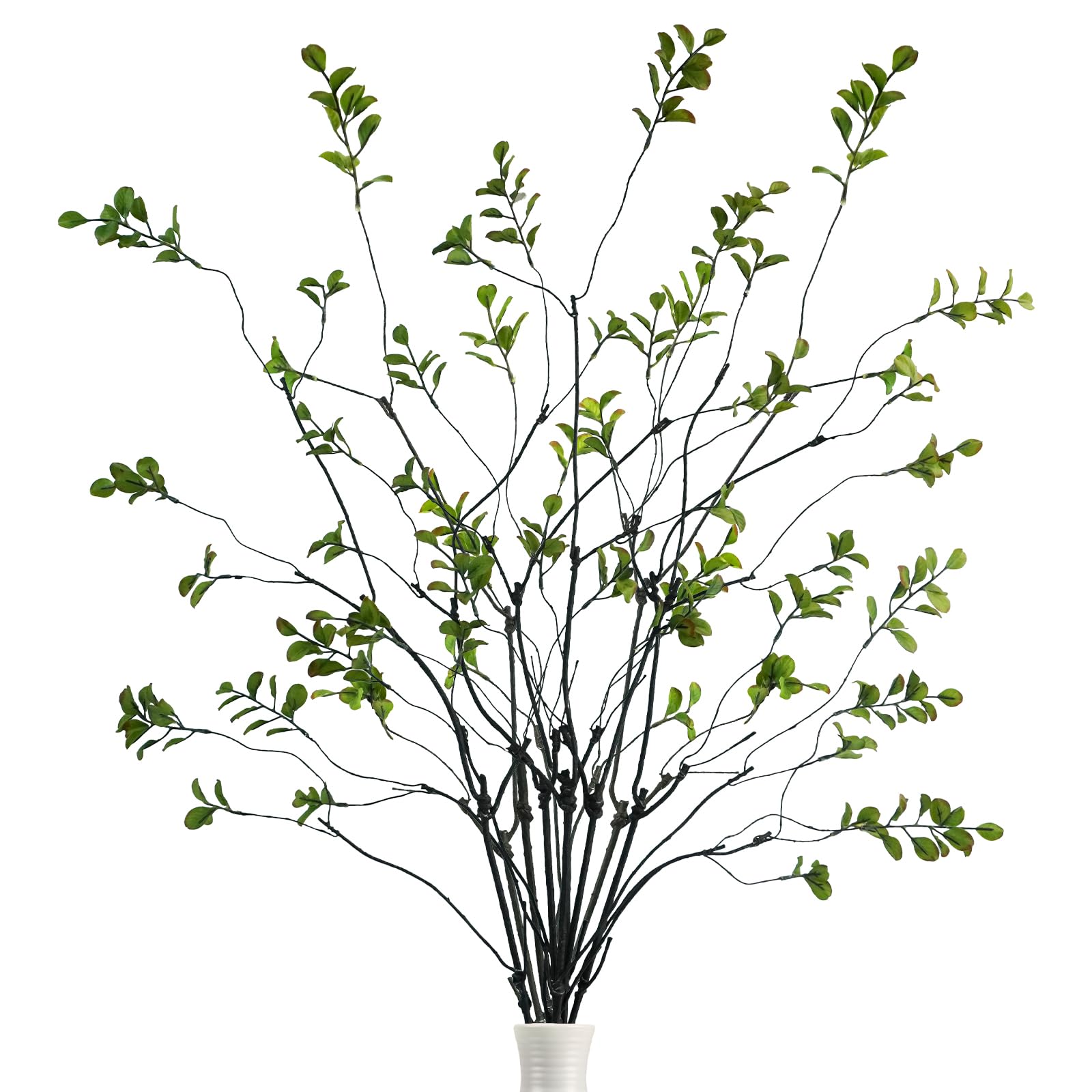 Krissing Künstliche grüne Stiele, 94 cm hoch, künstliche Ficus-Zweige, künstliche grüne lange Stiele, Zweige für Vasen, Innenbereich, Büro, Schreibtisch, Zuhause, Frühlingstischdekoration, 8 Stück