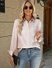 Blusas de satén para mujer, manga larga, cuello en V, elegantes y casuales 5