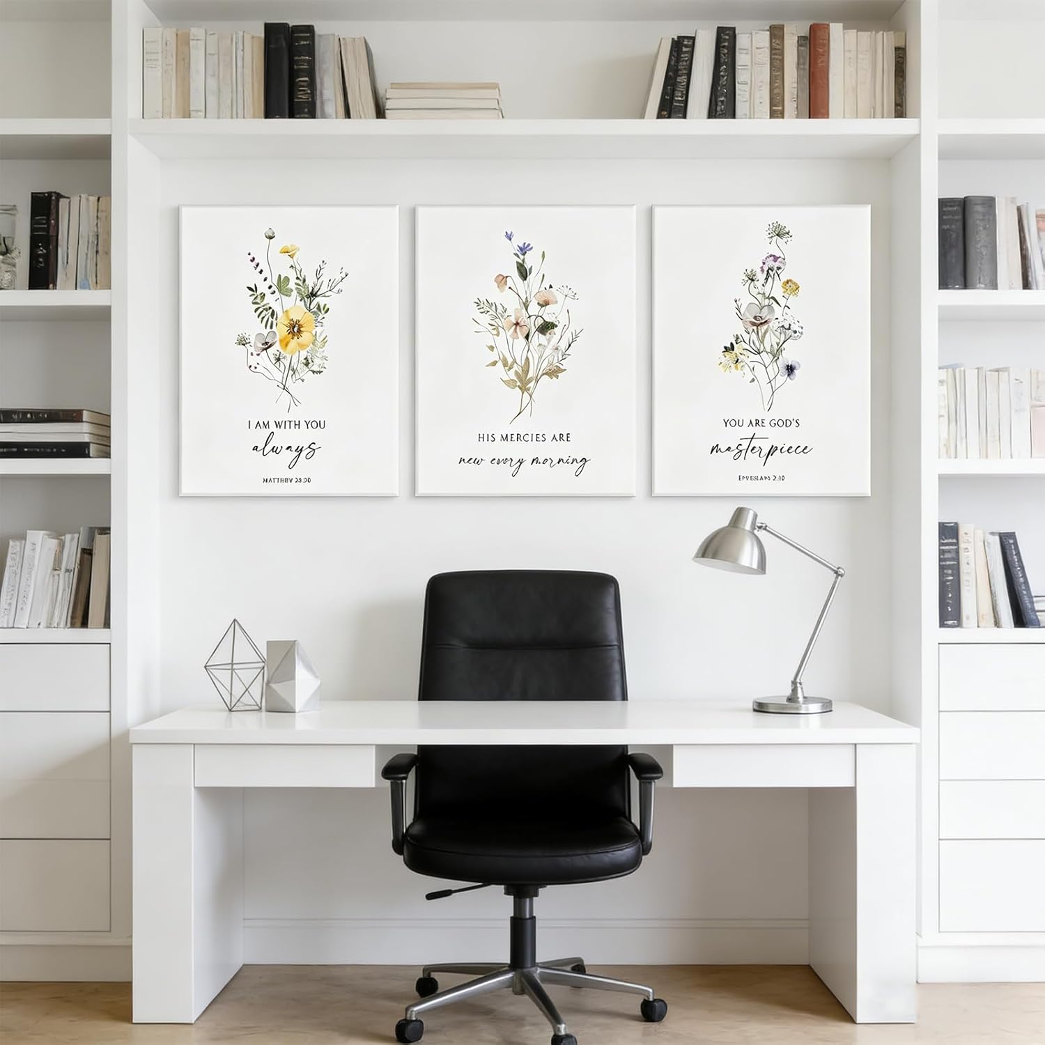 BWCWVGBN 3 Pcs Christian Floral Scripture Canvas Wall Art Wildflower Bible Verse Posters Wall Decor Biblical Psalm Artwork Prints Prayer Room Painting Pictures for Living Room Bedroom 12x16 in Canvas