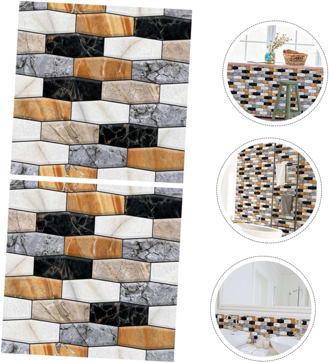 Housoutil 2 Sheets PVC Self Adhesive Wall Sticker Faux Wall Panels 3D