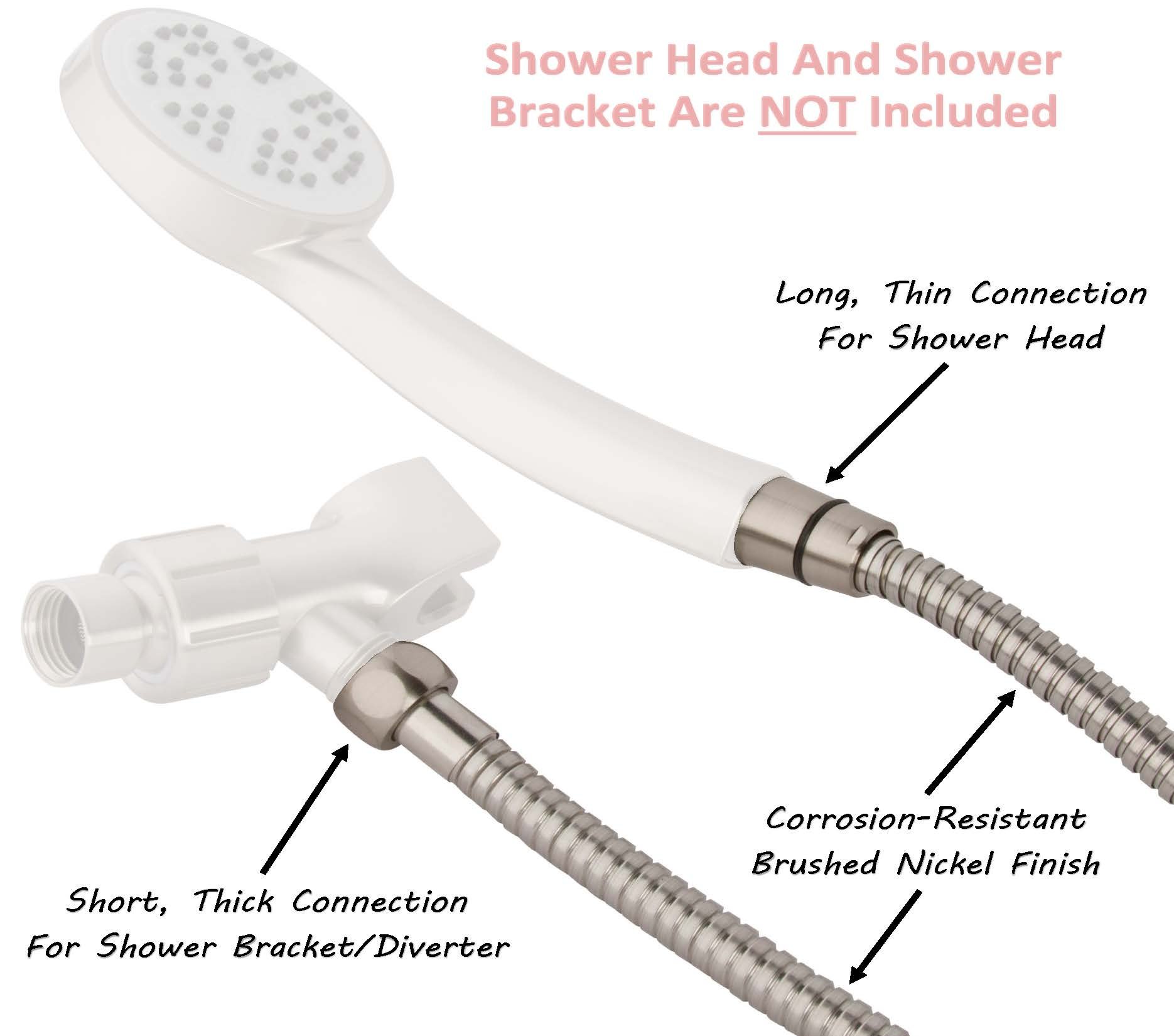 Aqua elegante 60 inch Flexible manguera de ducha – Extra larga, acero inoxidable, double-buckle para alcachofa de ducha de mano