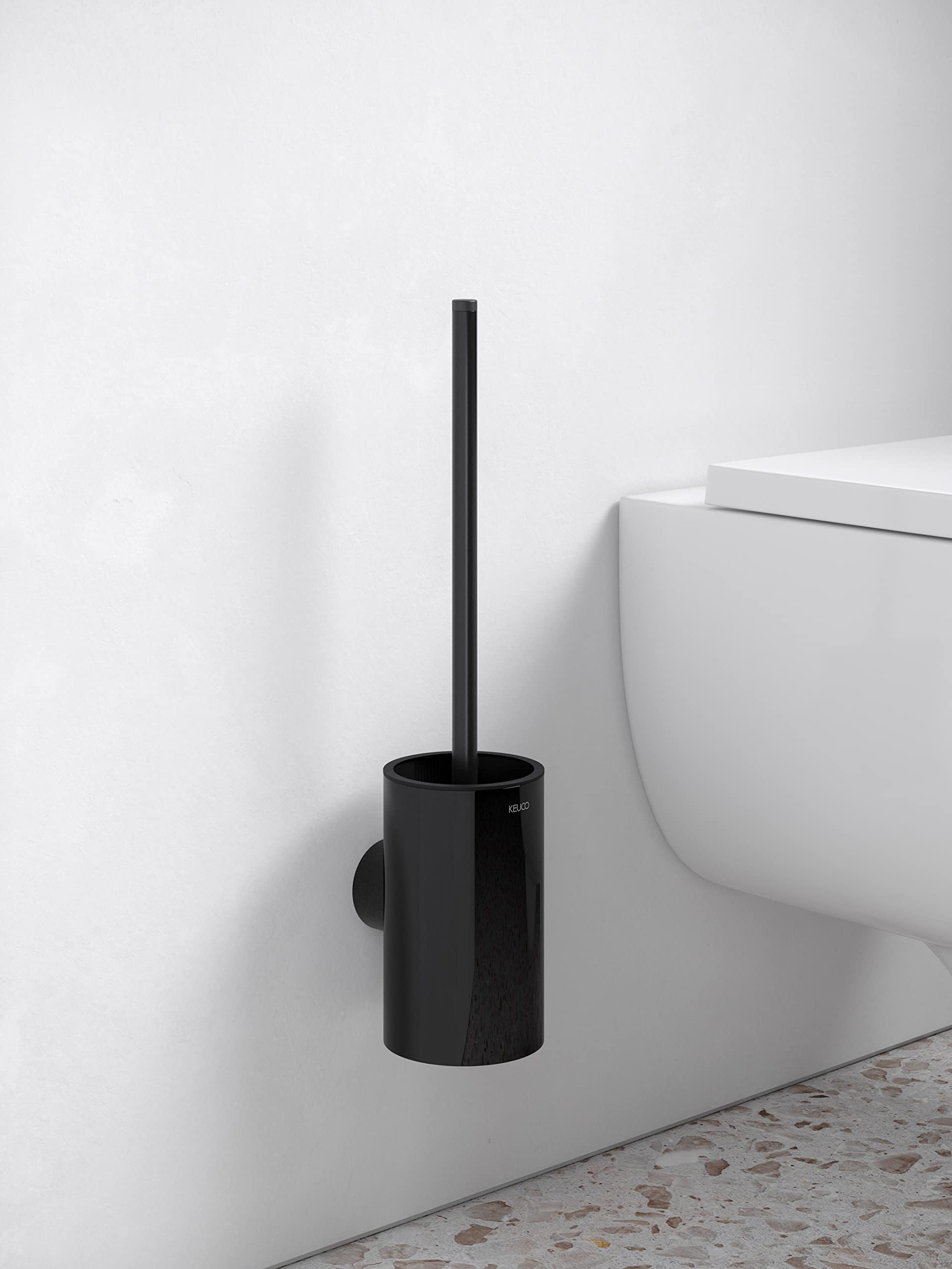 KEUCO Plan Set aus Toilettenpapierhalter und WC-Bürstengarnitur, schwarz | Made in Germany, inkl. Schrauben und Dübel, Bad-Accessoires zum Schrauben