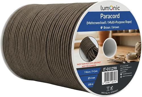 100m Paracord 4mm Brun Lumonic