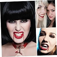 Vista 6 de 3 pares de dientes falsos de Halloween, colmillos de vampiro, 3 tamaños diferentes, dientes falsos para cosplay, dientes de vampiro, colmillos