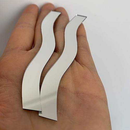 Miniatura 5 de NUO RUI 50 piezas de mosaico de espejo rectangular ondulado de 3/8 x 4 pulgadas para proyectos de manualidades