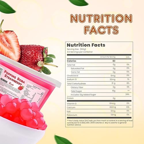 Vista 49 de Fanale Perlas de fresa Popping Boba, veganas, sin OMG, sin gluten, sin grasa, perfectas para té de burbujas, batidos, helados, postres y bebidas.