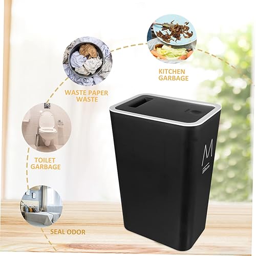 Miniatura 3 de Zerodeko Bote de basura delgado de plástico, negro, 13 "x 10" x 6"