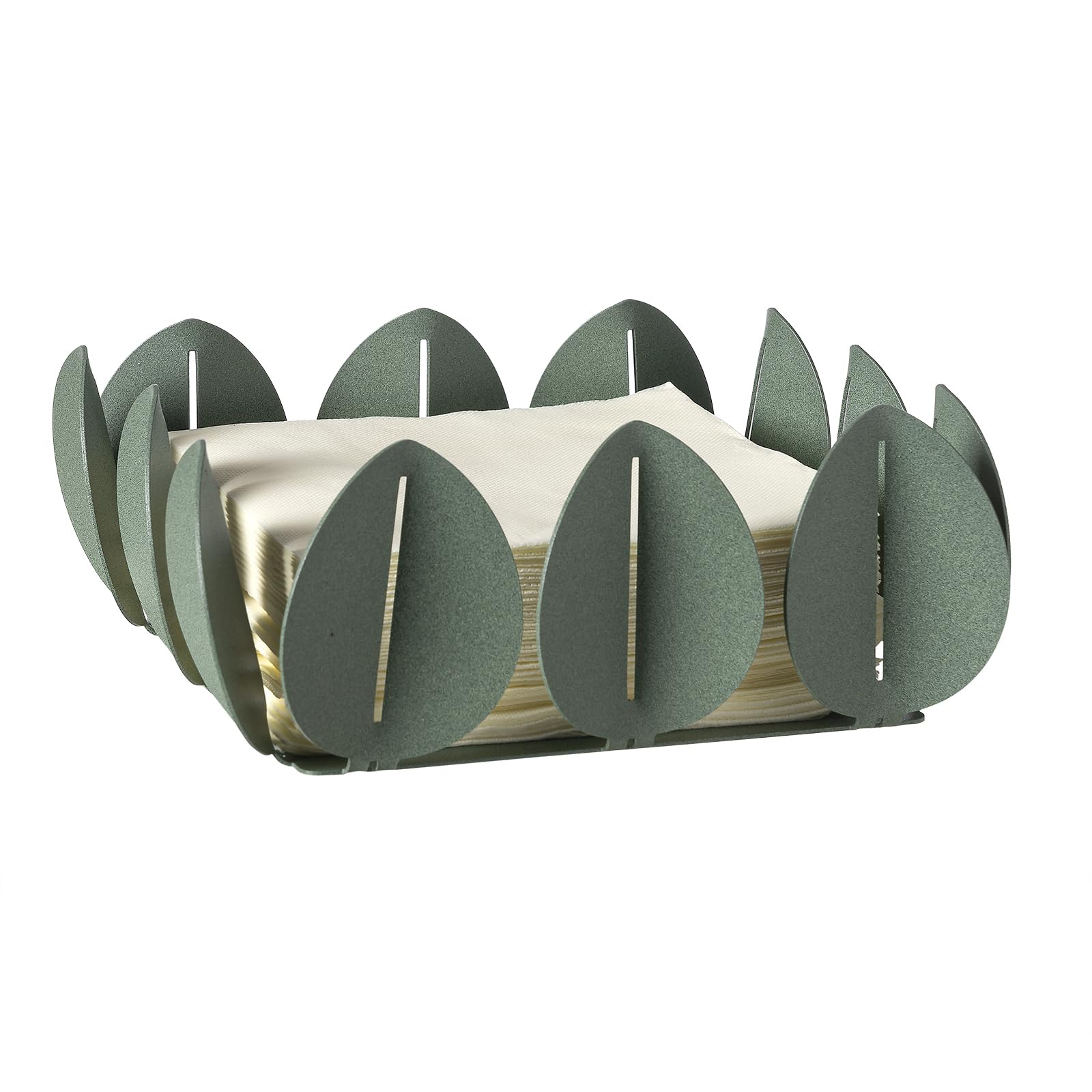 Arti & Mestieri Ficus - Porta tovaglioli classico di Design 100% Made in Italy - in Ferro, 21x21x9h cm (Verde salvia)