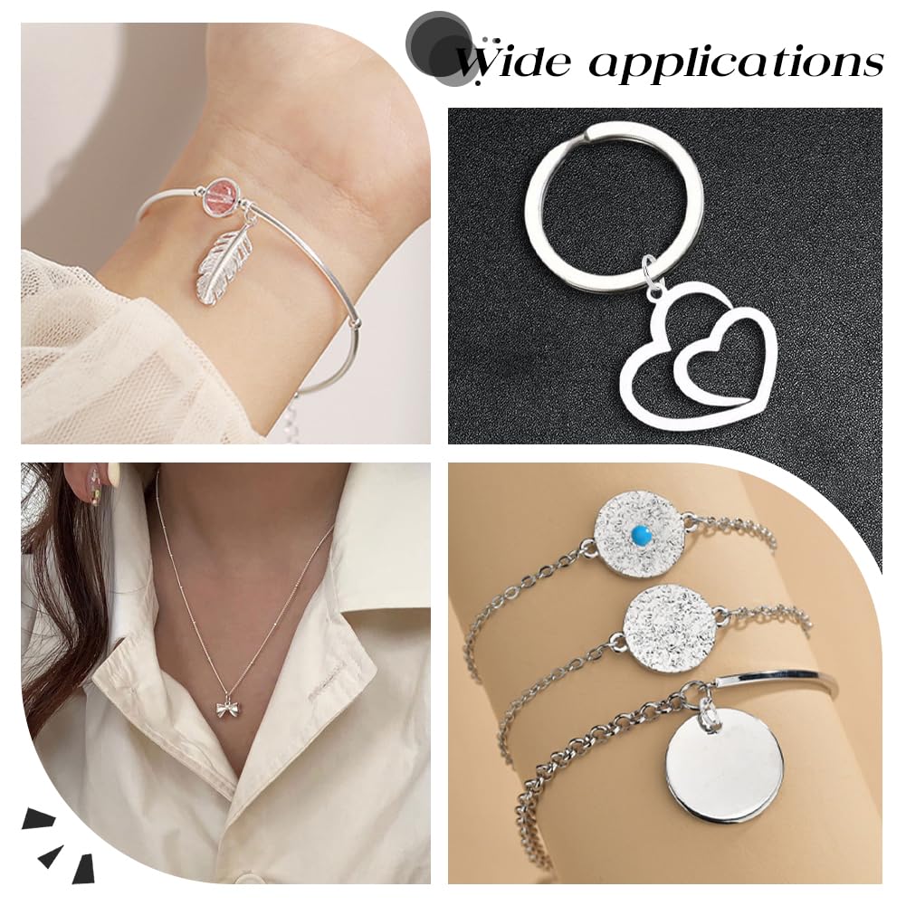 Beebeecraft 1 Box 20 Stück Doppelschlaufen-Binderinge Aus Sterlingsilber 7 mm Spaltringe Offene Schlaufenringe Für Halsketten Schlüsselanhänger DIY-Schmuck Basteln (Silber)