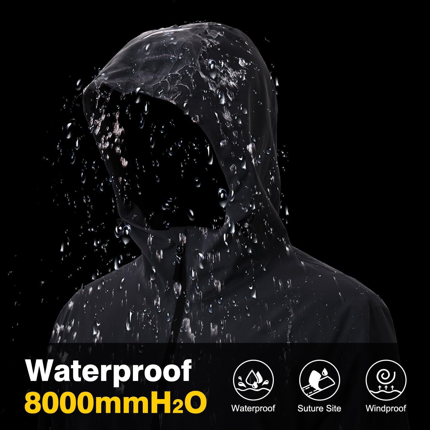 Rain Jacket Men Waterproof Lightweight Mens Rain Jackets Waterproof With Hood for Cycling Hiking Climbing - Image 3