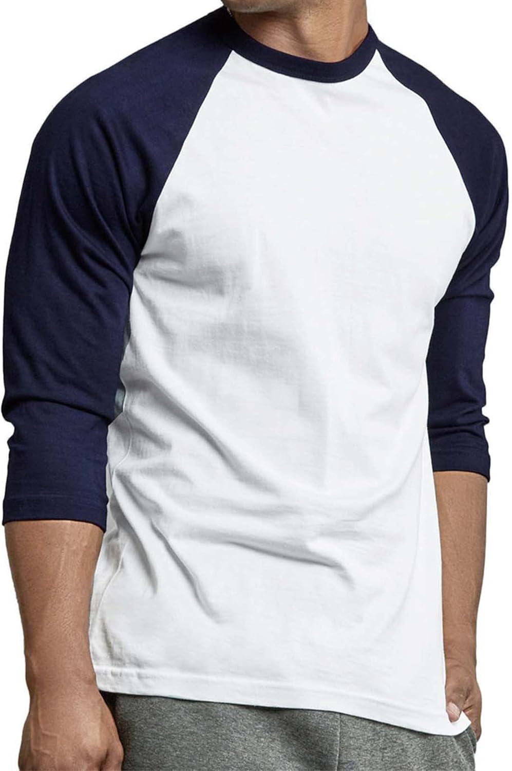 Men's Raglan Baseball Tee Shirt - Cotton Two Tone Casual Athletic Top - Image 2