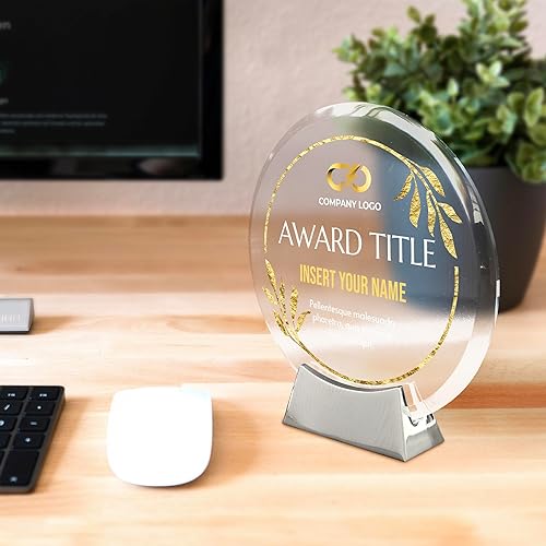 Miniatura 8 de Placa redonda de vidrio de platino personalizada, placa personalizada como premios y trofeos, placas de vidrio para premios como placa de jubilación