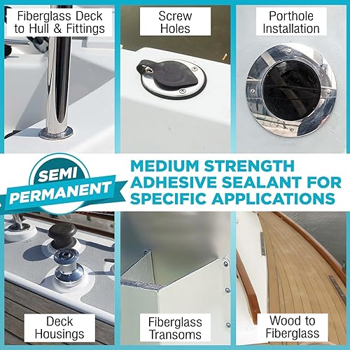 Miniatura 3 de Sellador Adhesivo Marino de 3 oz 40004200 Curado Rápido UV (Blanco) - Semi-Permanente, Unión y Sellado Flexible - Resistente a UV, Arriba y Abajo de