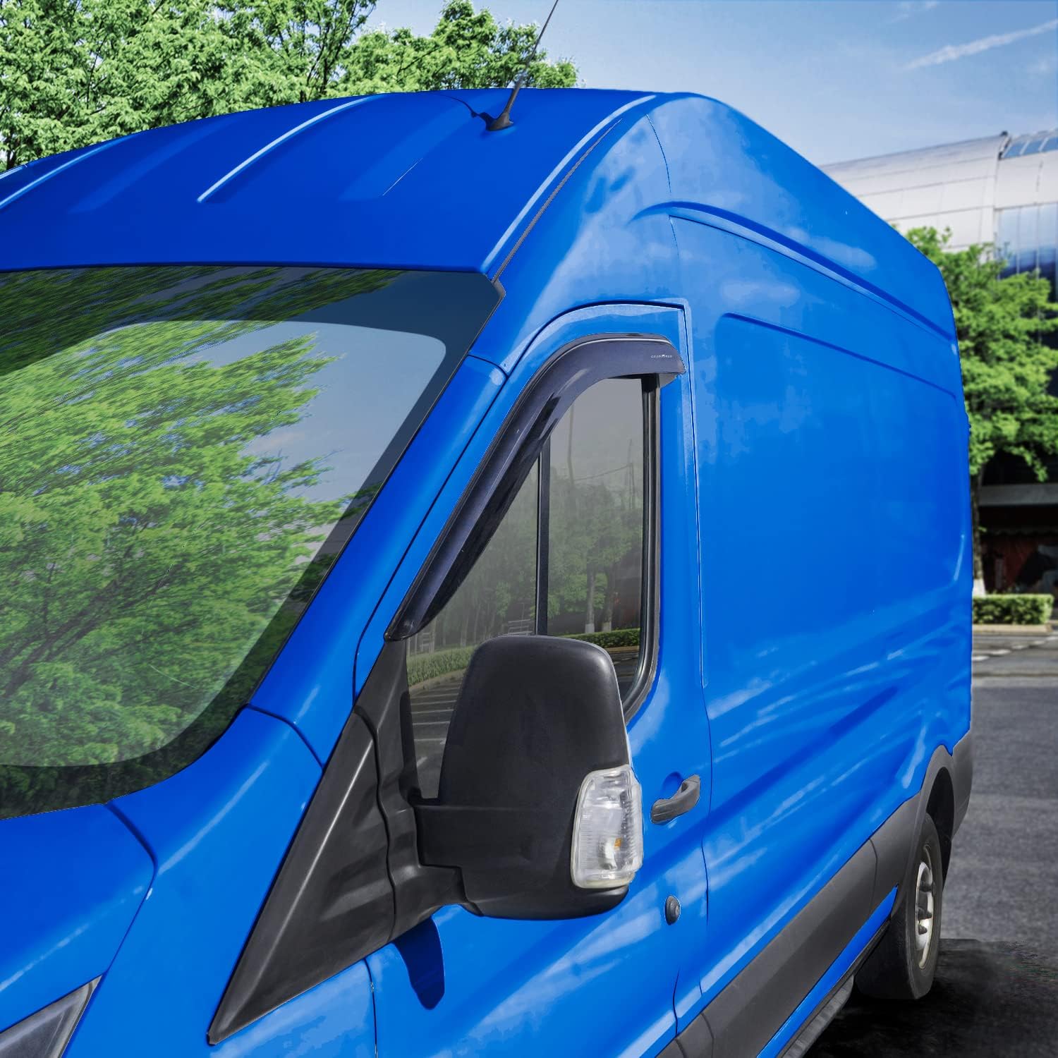 Goodyear Shatterproof Window Deflectors for Ford Transit 2014-2026, Tape-on Rain Guards, Window Visors, Vent Deflector, Vent Visor, Truck Accessories, 2 pcs - GY003242LP