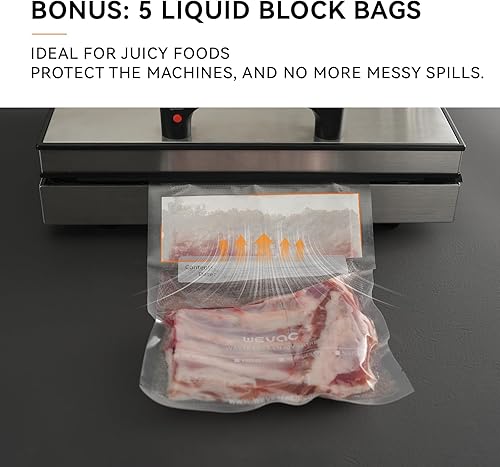 Miniatura 5 de Wevac Bolsas selladoras al vacío, 150 galones, 11 x 16 pulgadas, y cuarto de galón de 8 x 12 pulgadas y una pinta de 6 x 10 pulgadas, 5 bolsas de