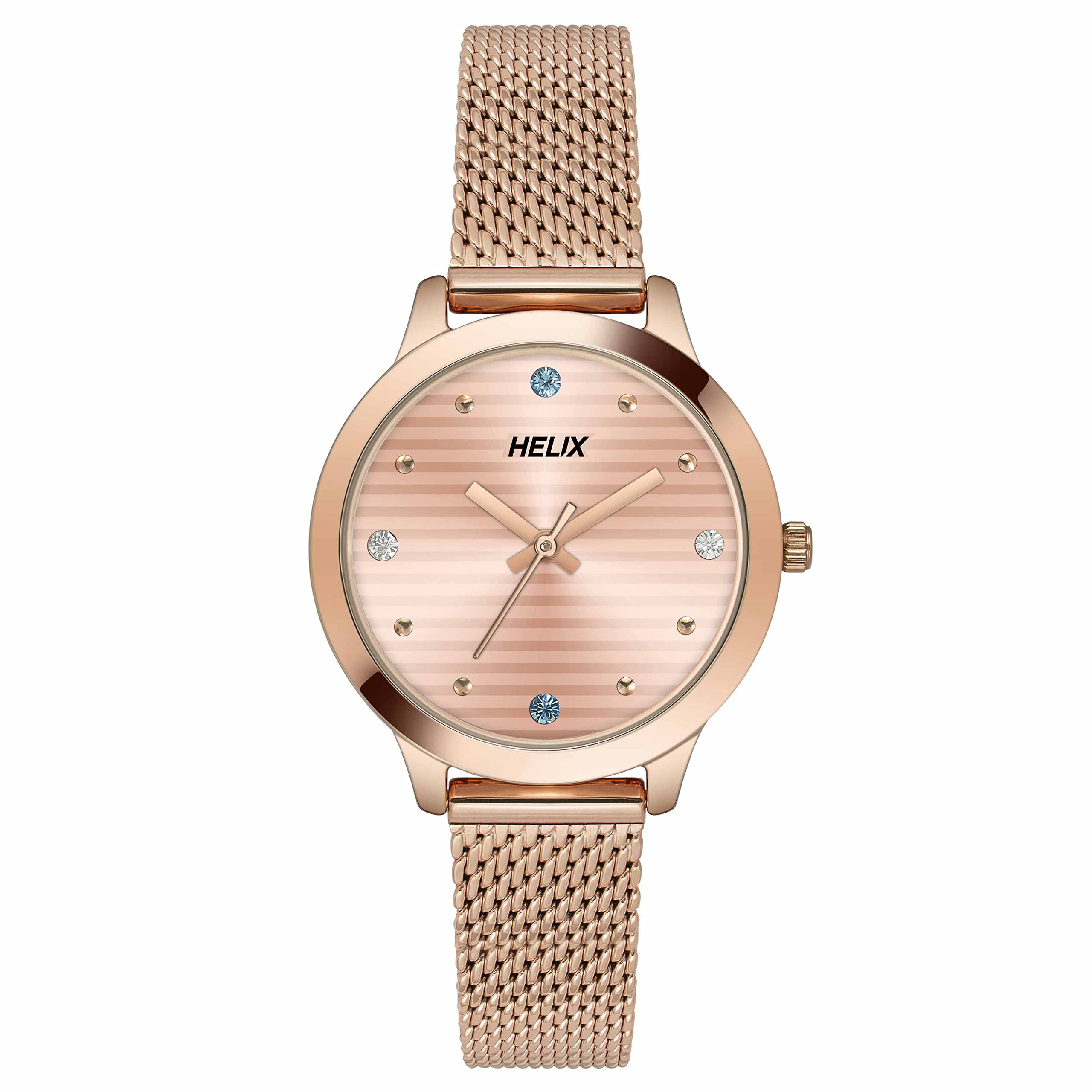 Helix by Timex Coral Round Analog Watches for Women | Quartz Movement Stainless Steel Mesh Bracelet Ladies Watches | Upto 30 m Water Resistance with Foldover Clasp Closure | Gift for Women TW022HL23 (B0BQY4TLQJ) Amazon Price History, Amazon Price Tracker