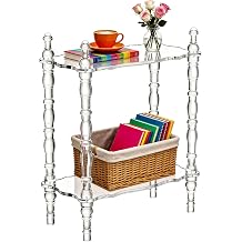 Narrow Acrylic Side Table,Lucite End Table with Storage,Sofa Table for Living Room, Bedroom Small Spaces Clear, Small, Acrylic