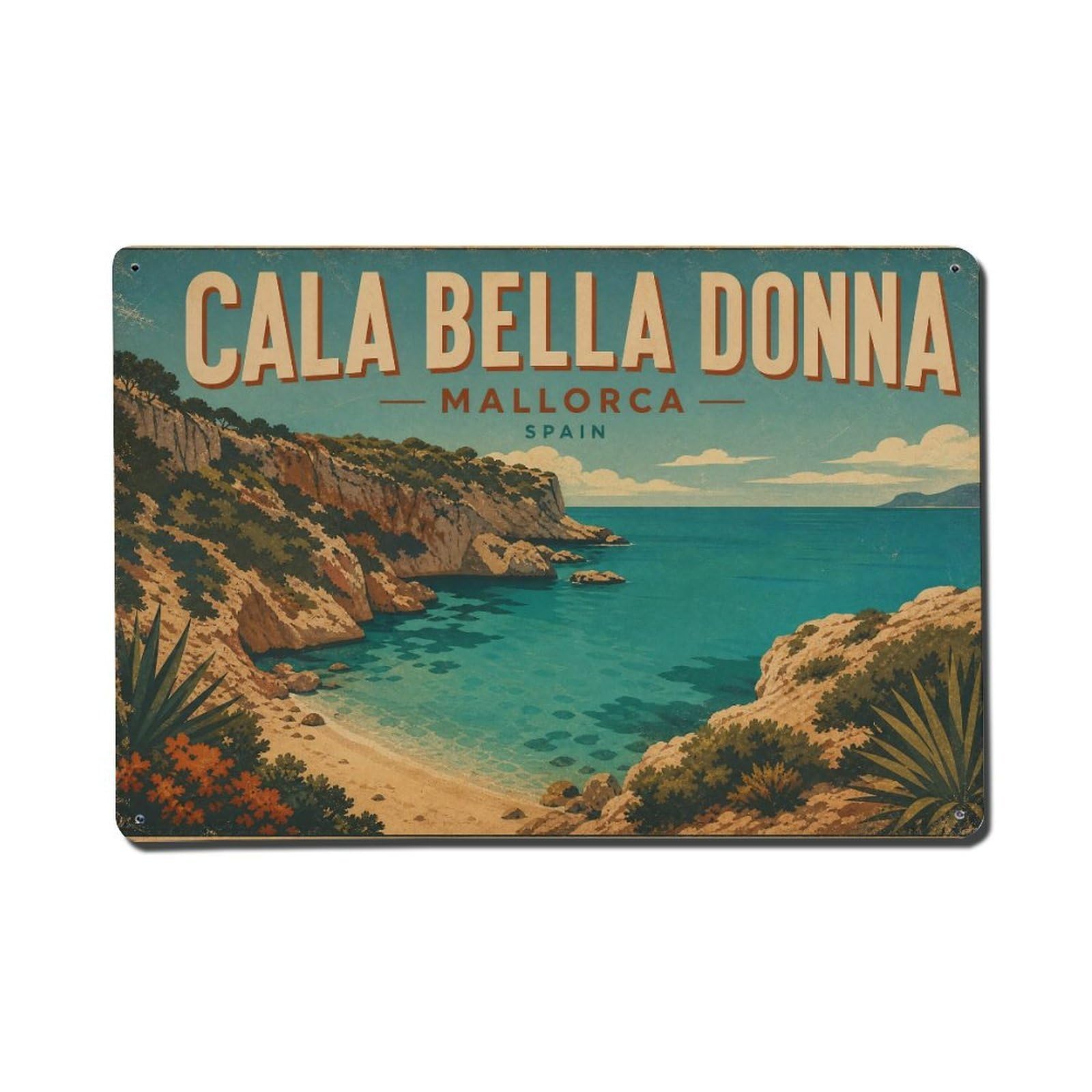 Metal Tin Sign Vintage Travel Mallorca Spain