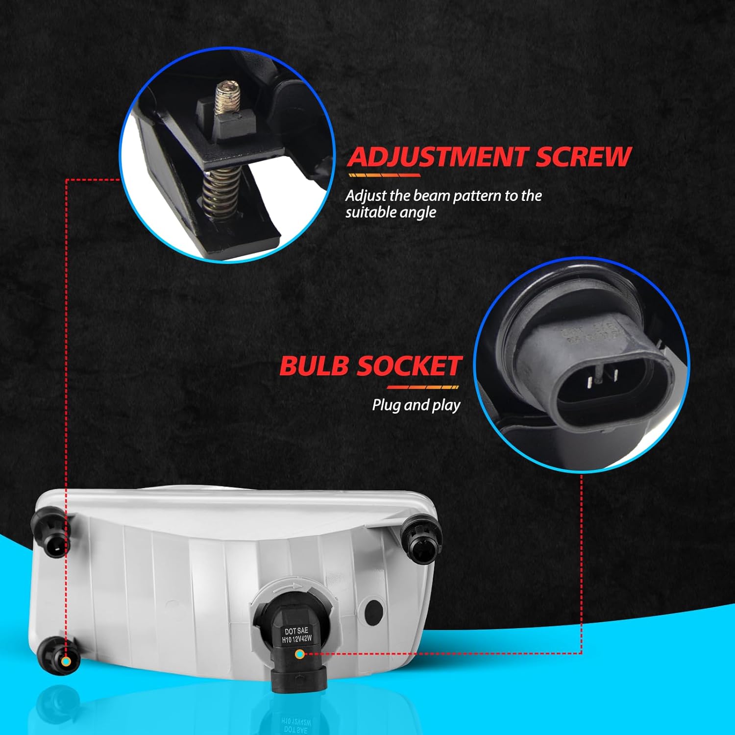 Fog Lights Assembly for 2006 2007 2008 2009 2010 Ford Explorer Replacement Lamps Kit with H10 12V 42W Halogen Bulbs ​Clear Lens