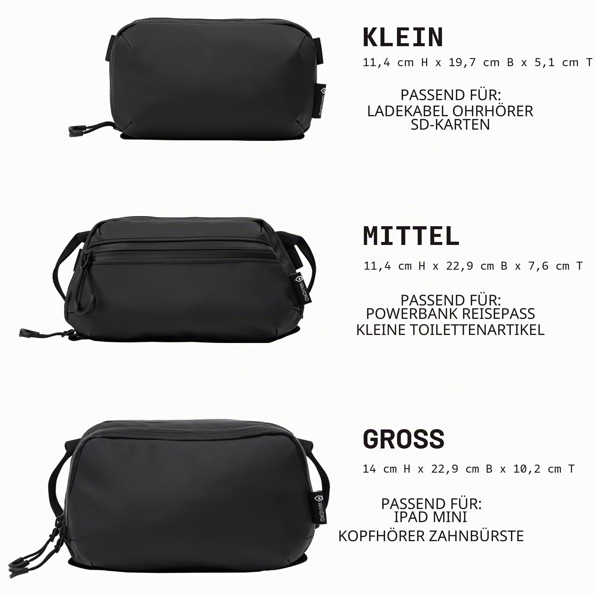 WANDRD Tech Bag Large – Reisetasche und Tech-Organizer für den täglichen Gebrauch – witterungsbeständig und langlebig für Wandern, Camping, Sport und mehr (schwarz)