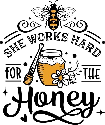 Offbeat Stickers 3'' She Works Hard for The Honey Bee Quote Sticker Hive Queen L