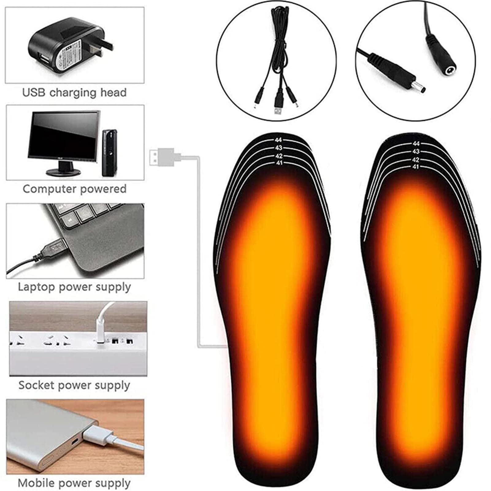 Semelles chauffantes USB - Semelles chauffantes électriques - Semelles Thermiques - Chaussettes chauffantes pour Chaussures de Ski d'hiver, Marche