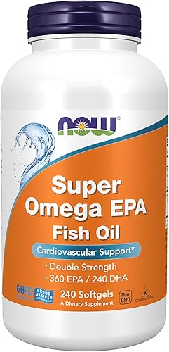 Suplementos Now Super Omega EPA 360 EPA  240 DHA Molecularmente destilado soporte cardiovascular 240 cápsulas blandas