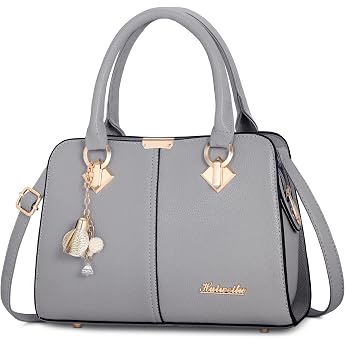 Handbags Women's Elegant Handbag with Beautiful Pendant Fashion Women Shoulder Bag PU Leather Shoulder Bag for Shopping Commuting Grey