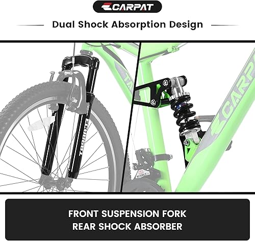 Miniatura 58 de 24/26/27.5 Inch Wheel Mountain Bike, 21 Speed MTB Bike with Full/Front Suspension, Steel Frame and Dual Disc Brakes, Adult Mens Outdoor Cycling