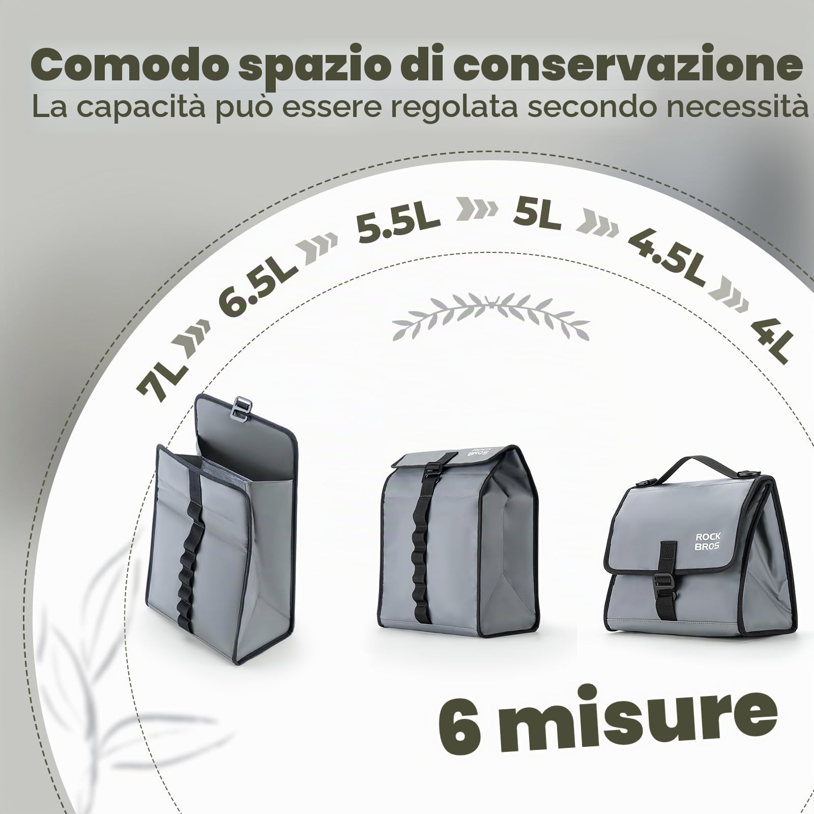 ROCKBROS Borsa Anteriore per Bici Brompton, Borsa con Fibbia Bormpton Bike, Grande Capacità 4-7L, Termica, Portatile con Tracolla