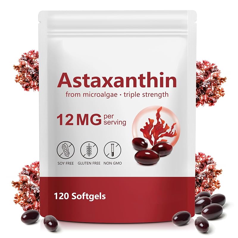 LEISGOTO Suplemento de astaxantina 12 mg, 120 cápsulas gelatinosas