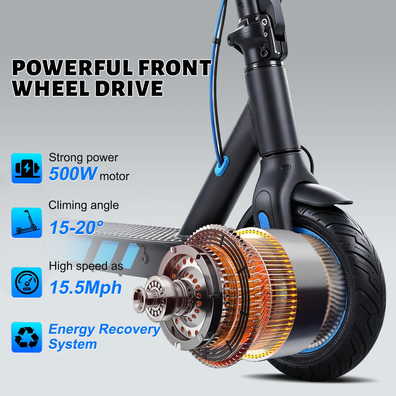 Trottinette Électrique Adulte 350W Autonomie 25-30KM Trotinette électrique Pliable, avec App,Pneus Nid d’Abeille Increvables 8,5",Trottinette Electrique Adolescents Double Frein,Charge 120kg