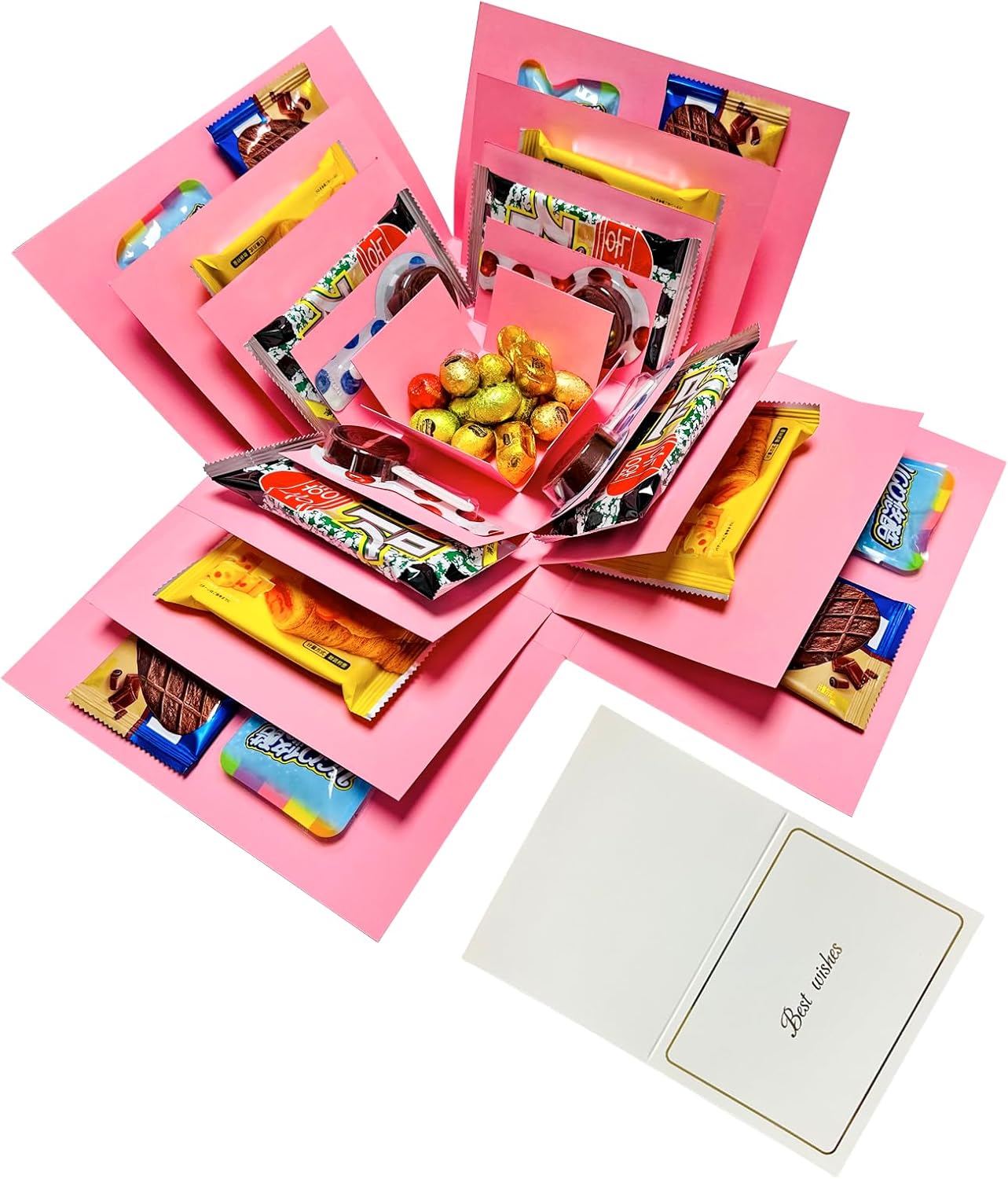 Hryan 5 Layer Gift Box, Multi Layered Explosion Photo DIY Box, Creative Surprise Picture Gift for Important Days and Holidays. (Pink)