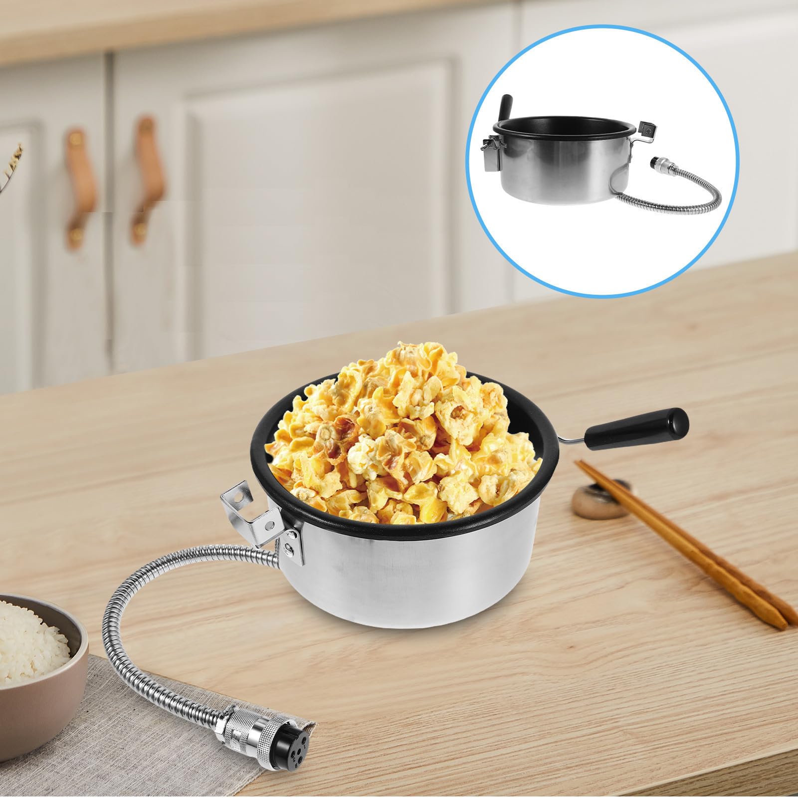 Popcornkessel 8 Unzen aus Aluminiumlegierung, Antihaftbeschichtet | Ersatzteil für Popcornmaschinen, Silber, Schnelles Erhitzen, Leichtes Design für Zuhause und Familienfeiern