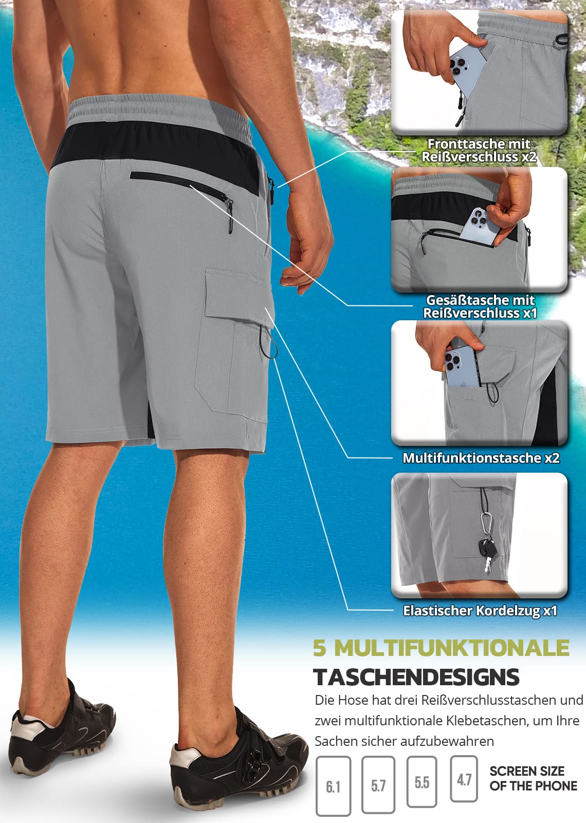 Hiauspor Pantalones cortos para bicicleta de montaña para