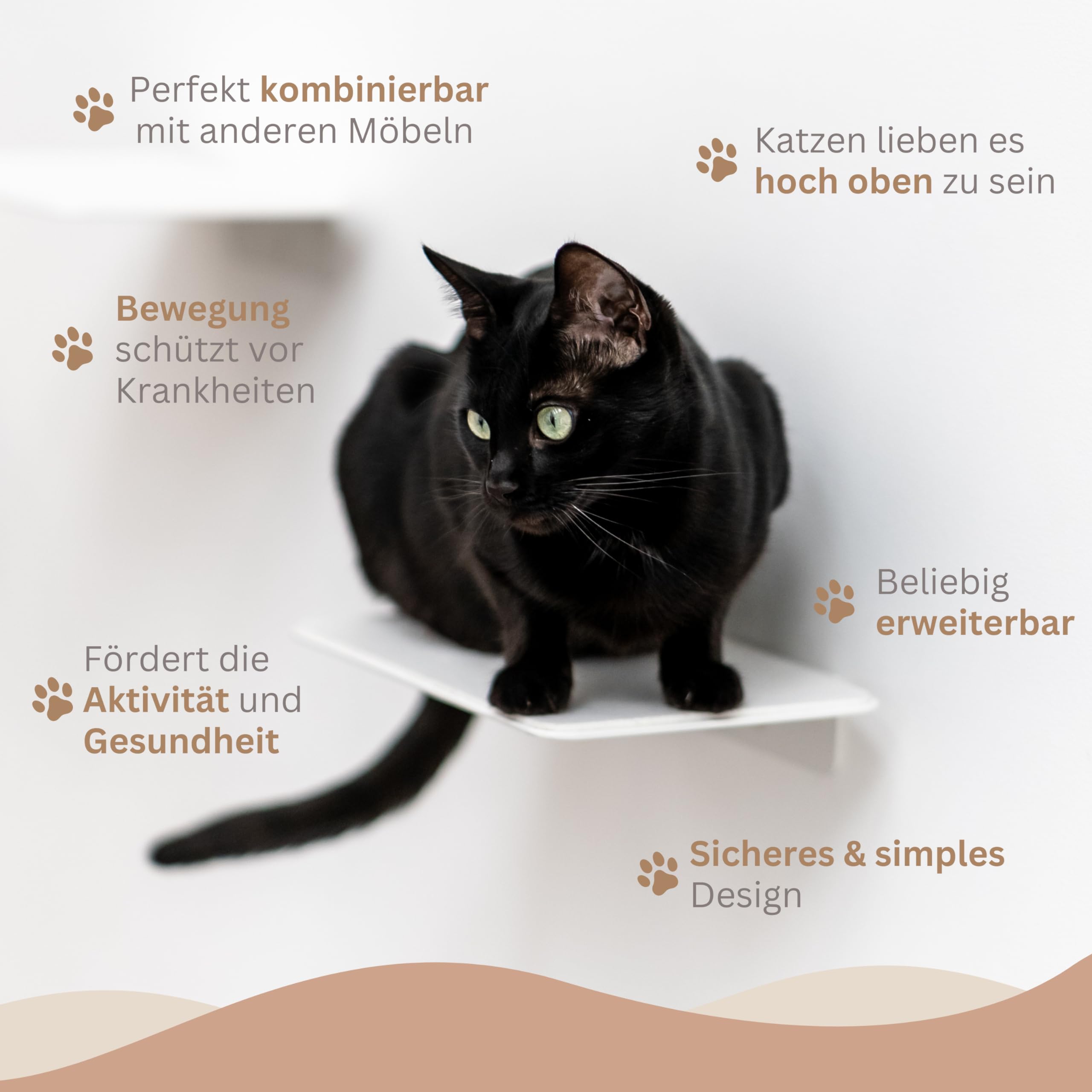 AZANO® Katzentreppe 3er Set Groß | [Modernes Design aus Metall] Kletterwand Katzen | Katzenleiter Wand | Katzentreppe Wand | Katzenleiter | Katzenmöbel zum Klettern(Weiß - Filz)