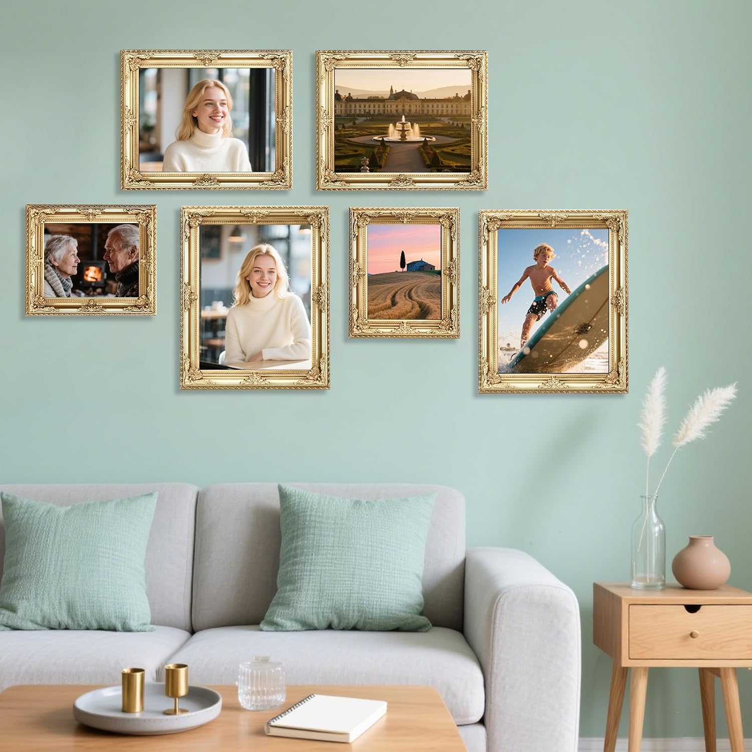 Wooden Vintage Picture Frame 11x14 Antique Gold Photo frame with Acrylic Glass for Photo Display Baroque Tabletop Wall Hanging Home Decor Picture Frames