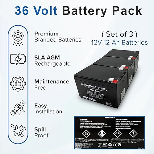 Miniatura 5 de AlveyTech Paquete de baterías de 36 V y 12 Ah para moto Razor SX500 Dirt Rocket (con arnés de cableado)  Juego de baterías de repuesto SLA AGM de 36