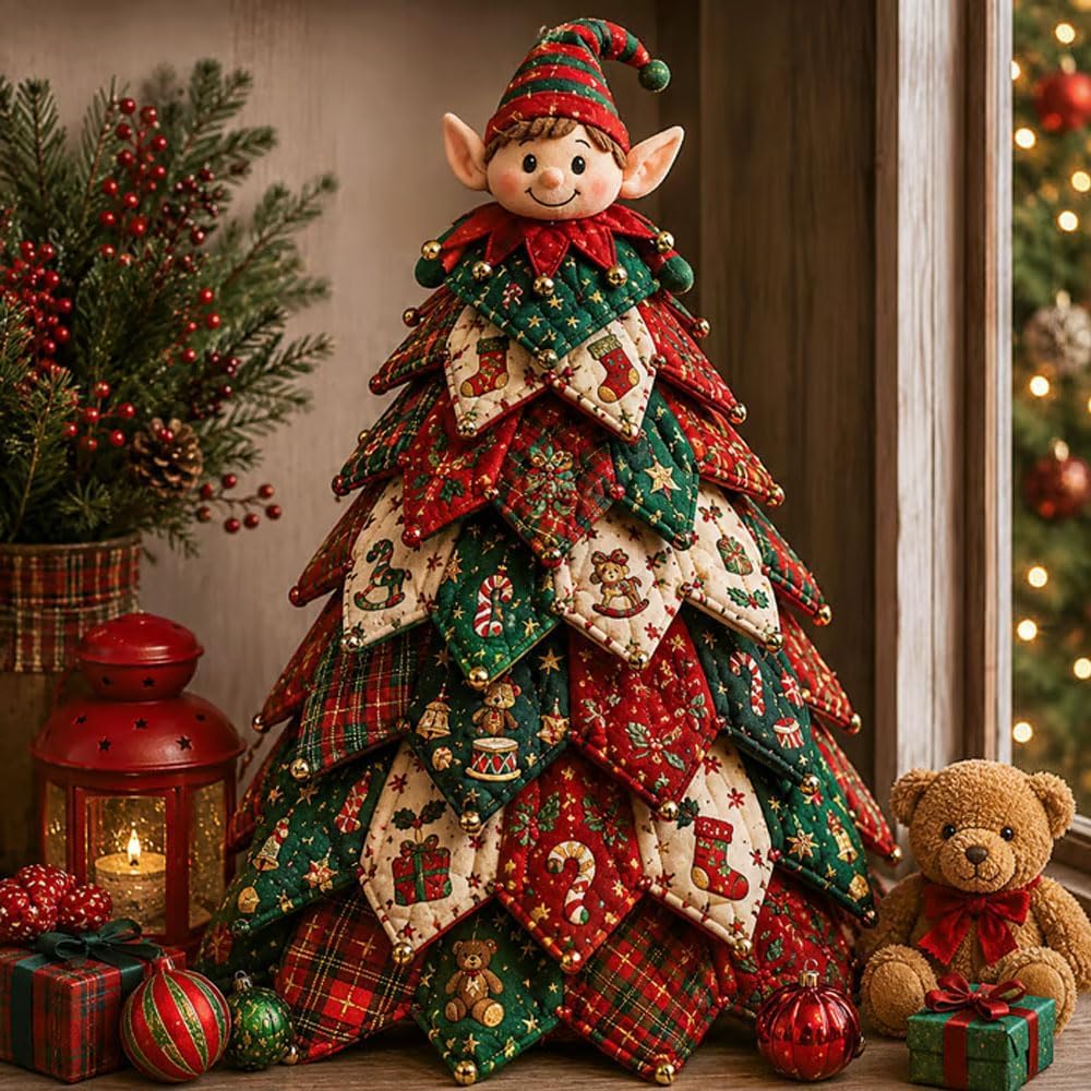 DIY Gesteppte Weihnachtsbaum-Kit, 3D-Weihnachts-Patchwork-Gewebe-DIY-Kit