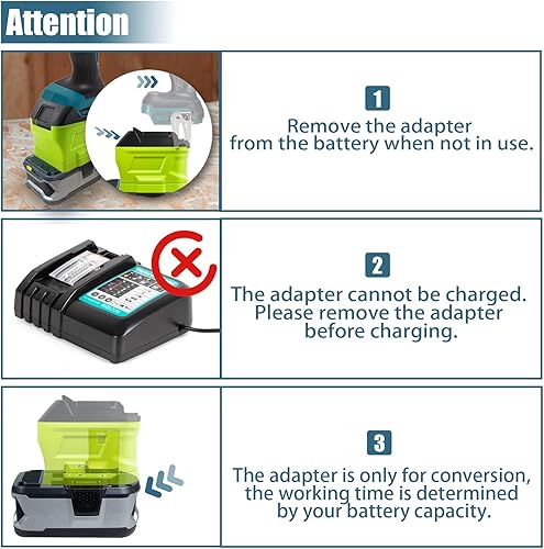 Miniatura 8 de ZDTZ Adaptador de batería para Ryobi 18V a para Makita BL18 Batería, para Ryobi 18V ONE+ Batería P107 P108 Convertir para Herramientas Makita 18V