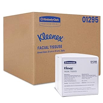 Kleenex 2 ply Facial Tissue Cube Box, 60 Packs, 100 Pulls/Pack (Total 6,000 Sheets) (01295)