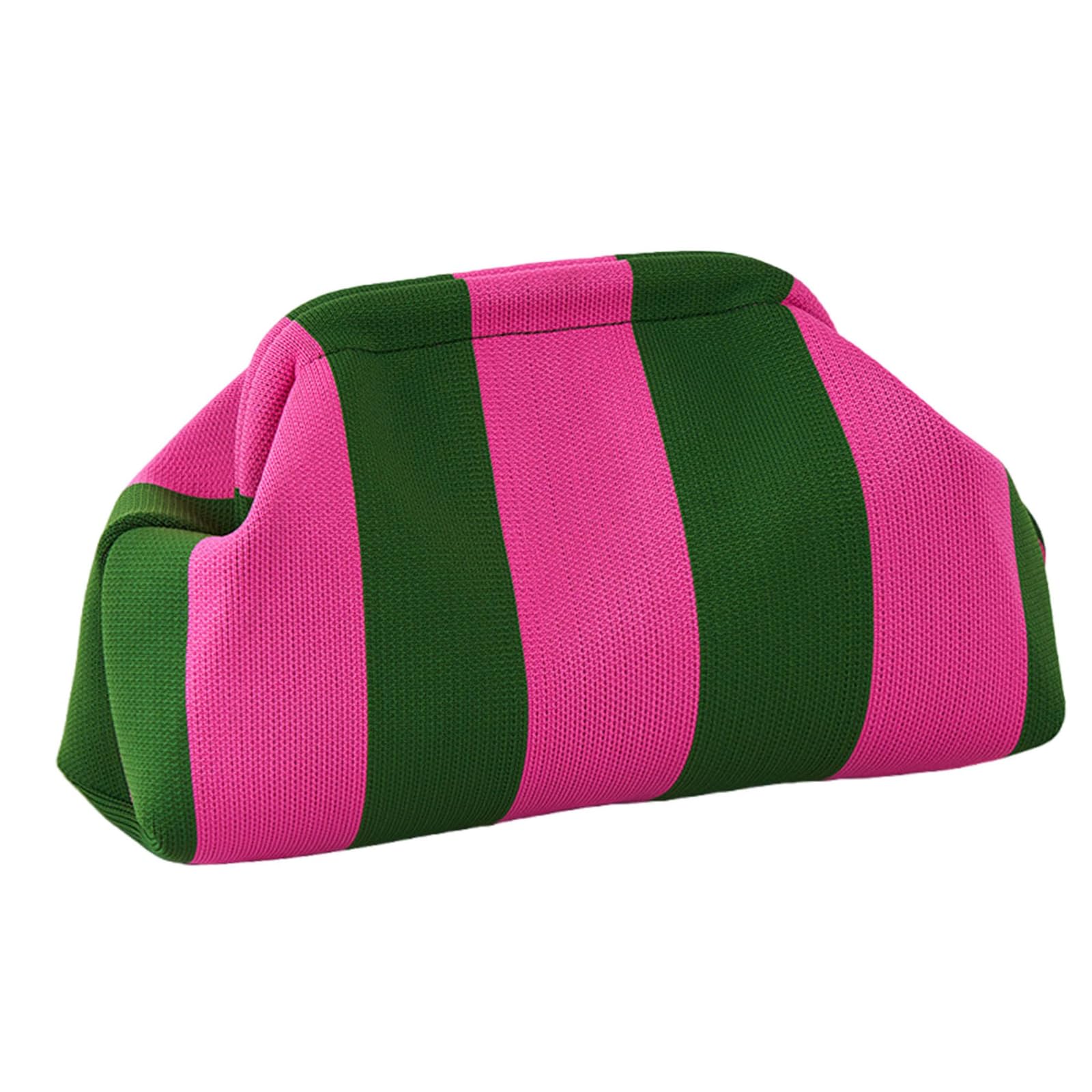 Sommer Strand Clutch Damen, Gestreift Clutch Handtasche Gewebte Dumpling Bag Clutche Geldbörsen Kosmetiktasche für Sommerstrände, Shopping, Reisen