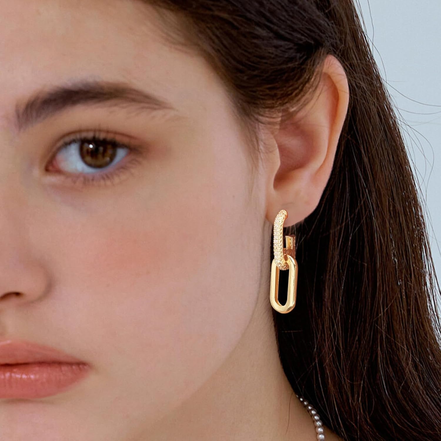 Chain Link Earrings for Women Paperclip Earrings Gold Earrings for Women Trendy Paperclip Square Chain Dangle Hoops Earrings Jewelry Gifts - Image 5