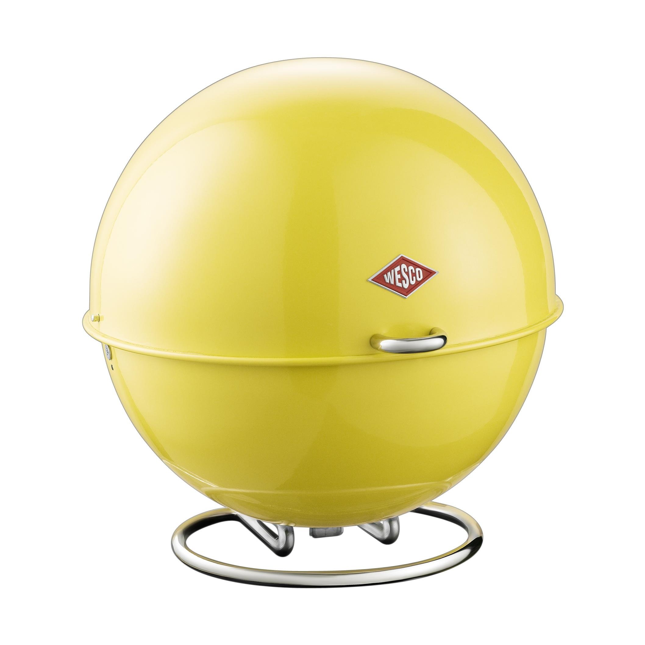 WESCO Superball 223101-19 Bread Box, Lemon Yellow, Size: Diameter 10.2 x Height 10.2 inches (26 x 26 cm), Bread Box