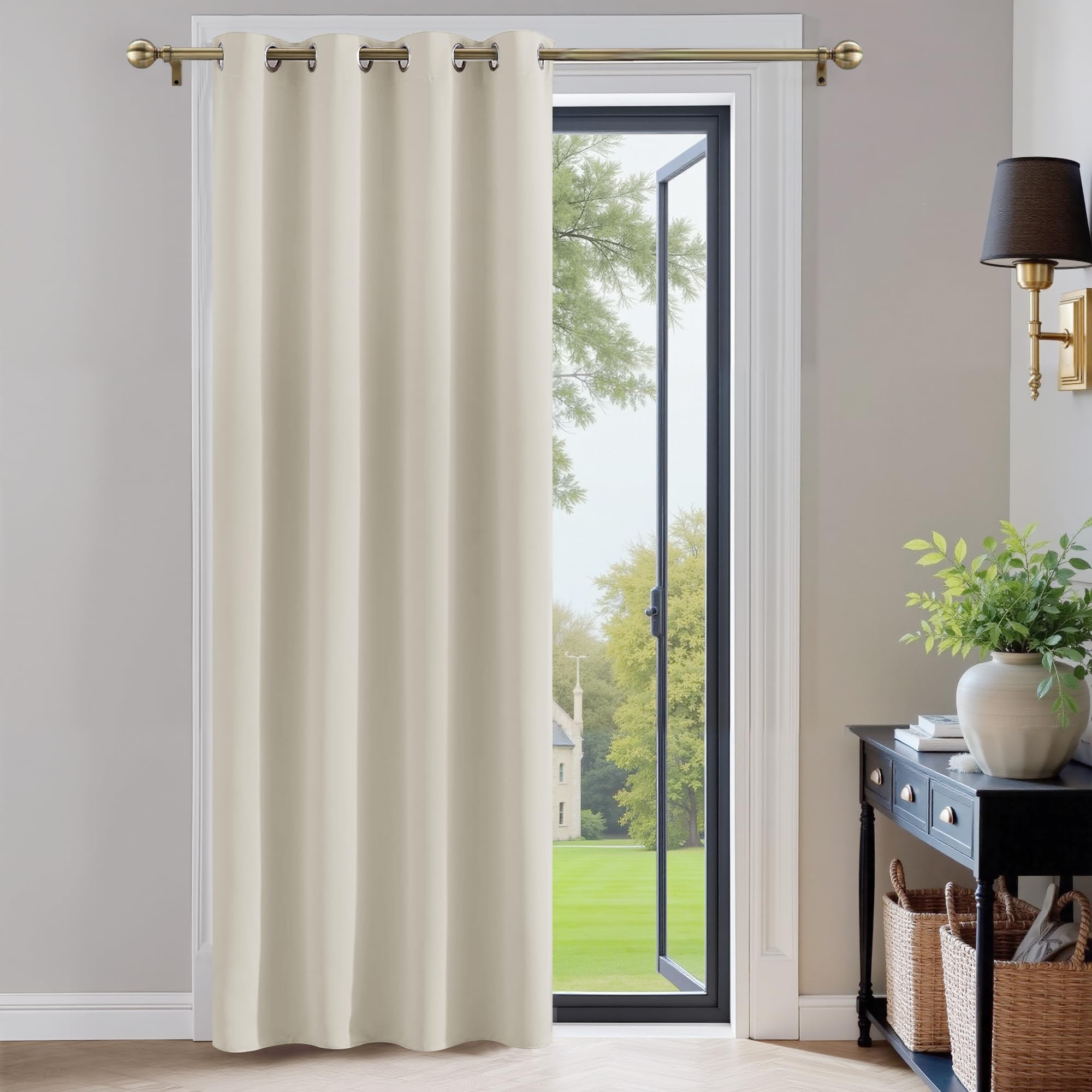 PONY DANCE Cortinas Salon Modernas 1 Pieza 140x240 CM Cortina Opaca Ventana con Ojales Cortina Termica Aislante Frio y Calor Cortinas de Casa Blackout Curtains for Living Room, Beige Claro Global Recycled Standard OEKO-TEX STANDARD 100 Global Recycled Standard Global Recycled Standard
