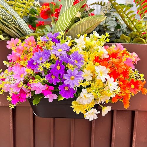 Miniatura 4 de 10 paquetes de margaritas artificiales resistentes a los rayos UV, flores silvestres sintéticas, arbustos de plástico, arbustos de plástico, para