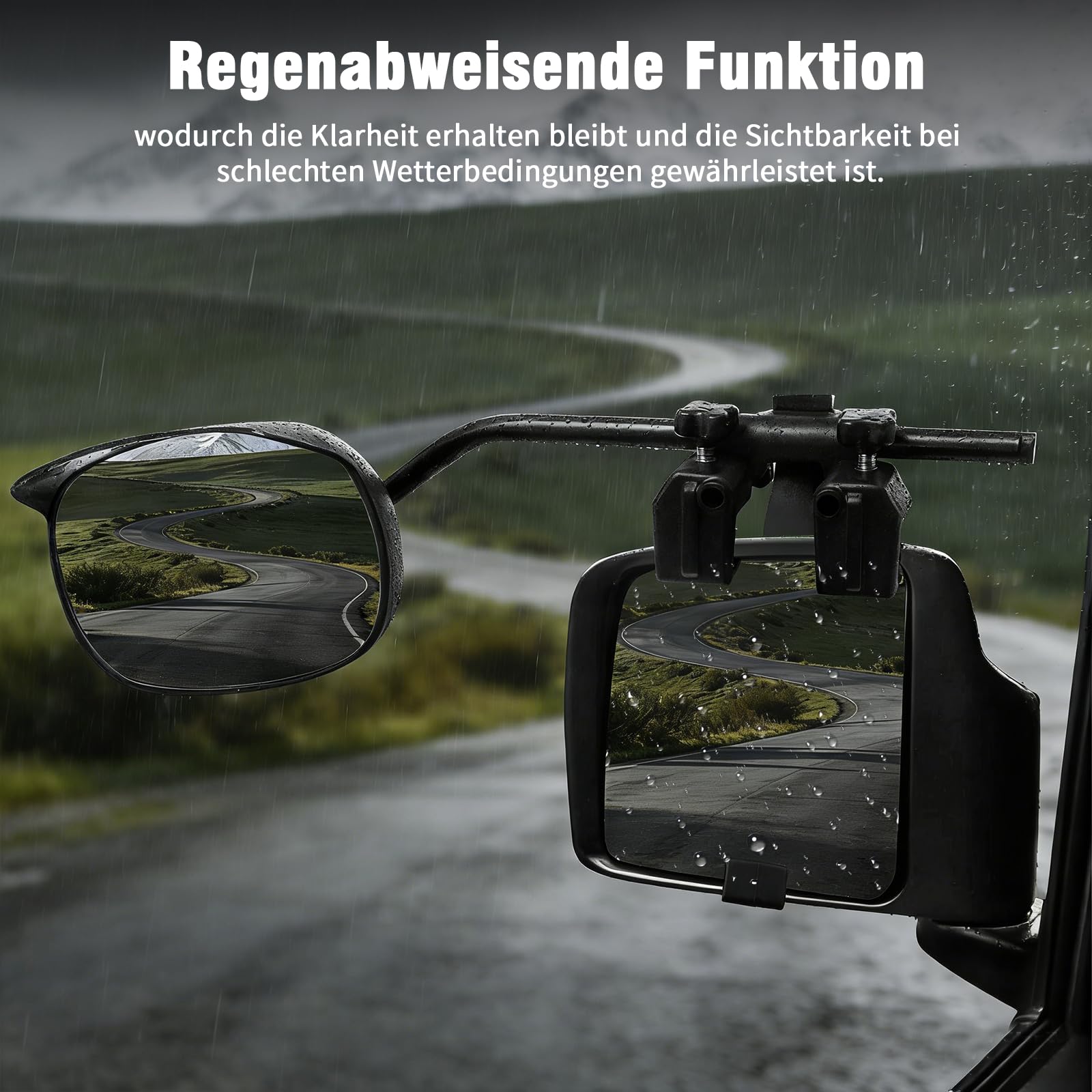 1 Paar Wohnwagen Spiegel, Zusatzspiegel, Außenkonvexer Rückspiegel mit Regenschutz, Geeignet für Sicheres Fahren in Wohnmobilen