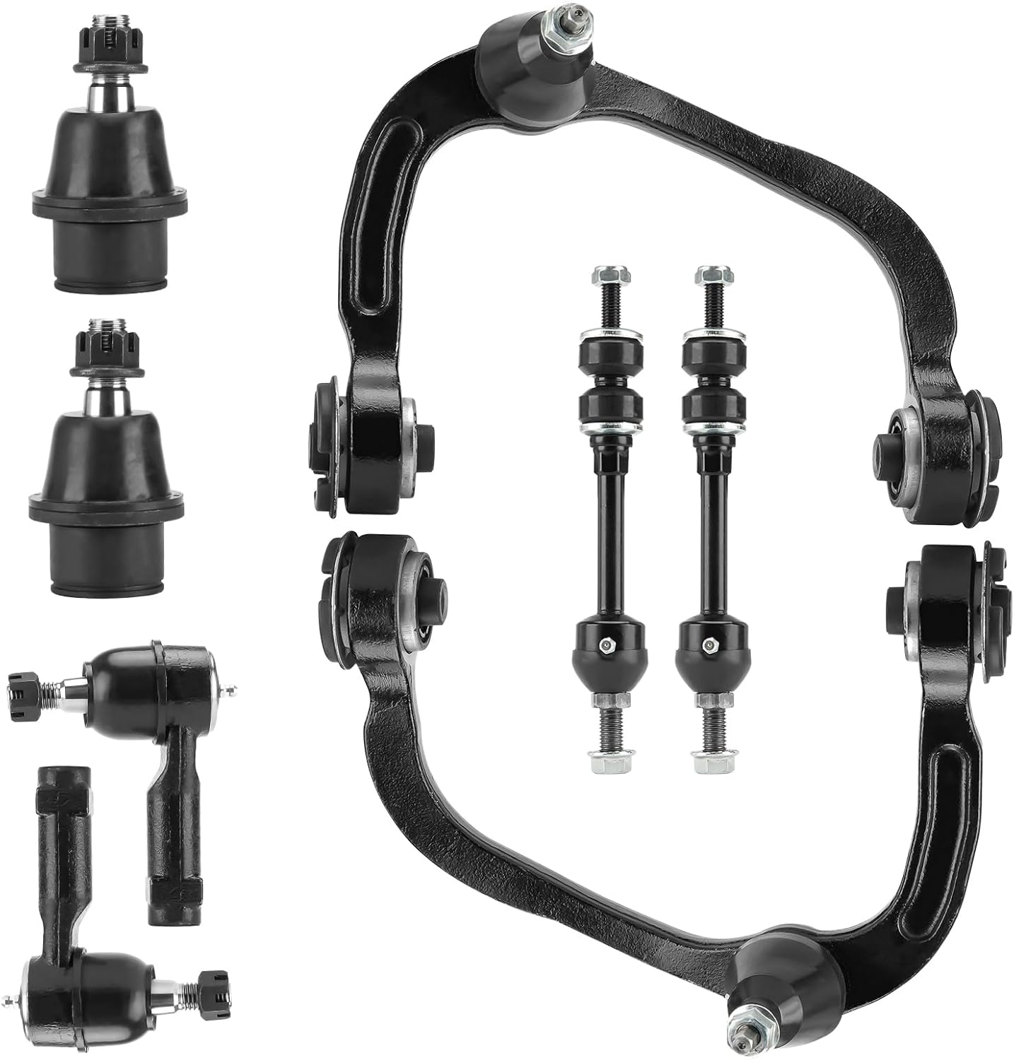 Front Upper Control Arms Kit Fit for 4WD Ford F-150 Lincoln Mark LT with Ball Joint Stabilizer Sway Bar Outer Tie Rod End Links Front Suspension Kit - Left Right Side K80306 K80308