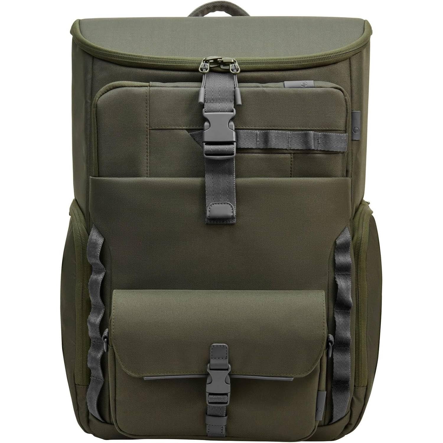 HP Mochila Modular para Portátiles de hasta 15,6", 3 en 1 (Mochila, Funda y Bolso Bandolera Extraíble), Resistente al Agua, Bolsillo con Bloqueo RFID, Cremalleras de Seguridad, 27 L, Verde